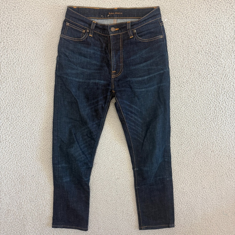 Nudie Jeans Brute Knut sz 27 x 32 Crinkle Blues Organic Cotton MSRP $240
